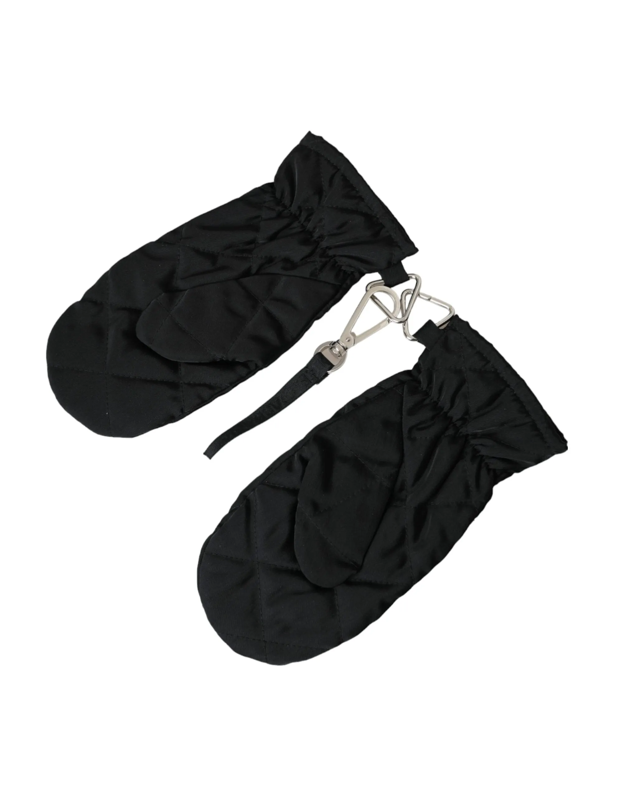 Black Quilted Nylon Wrist Length Mitten Gloves sold by Louxly product image thumbnail 4
