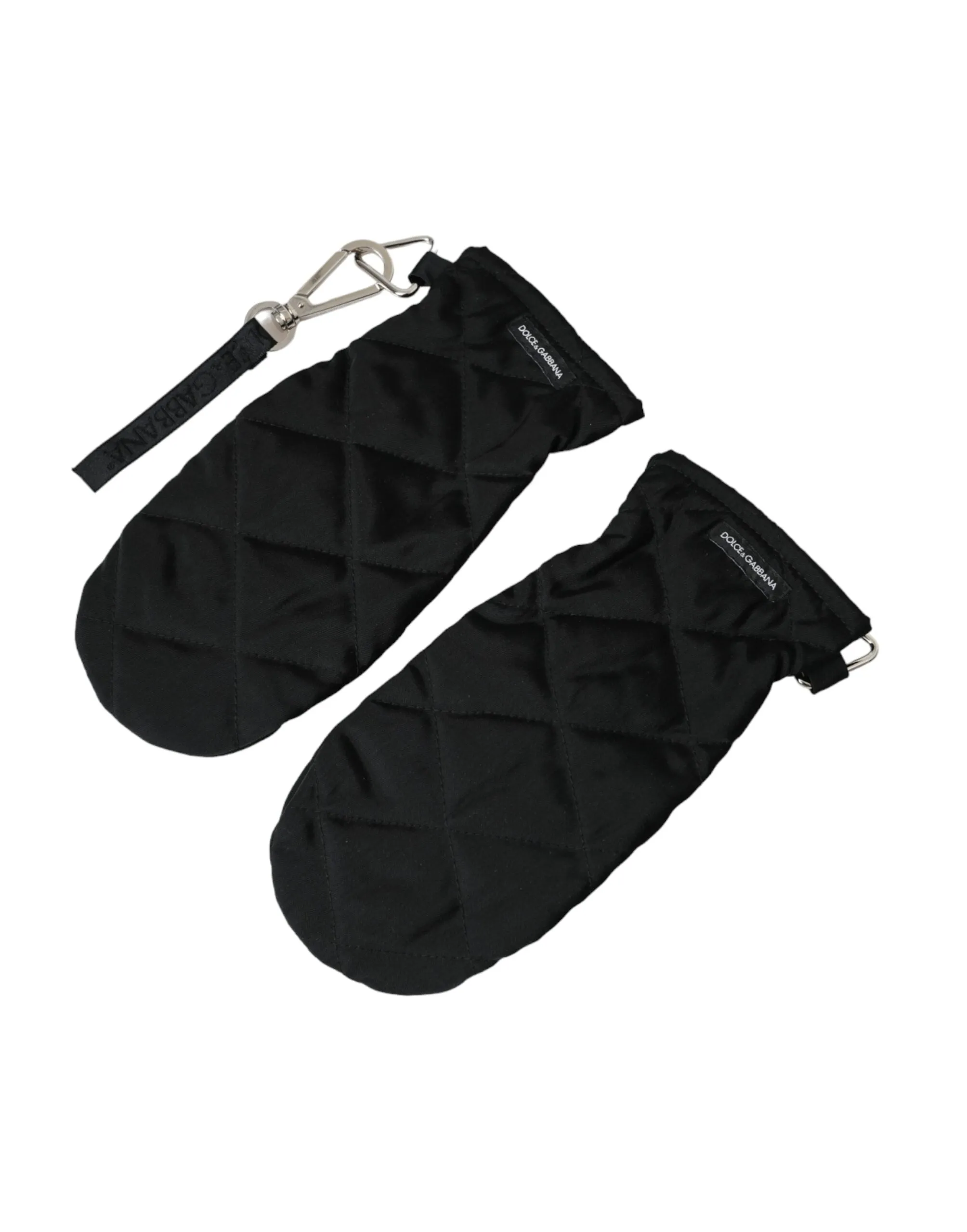 Black Quilted Nylon Wrist Length Mitten Gloves sold by Louxly product image thumbnail 2