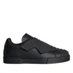 Black Leather Slip On Low Top Sneakers Shoes sold by Louxly