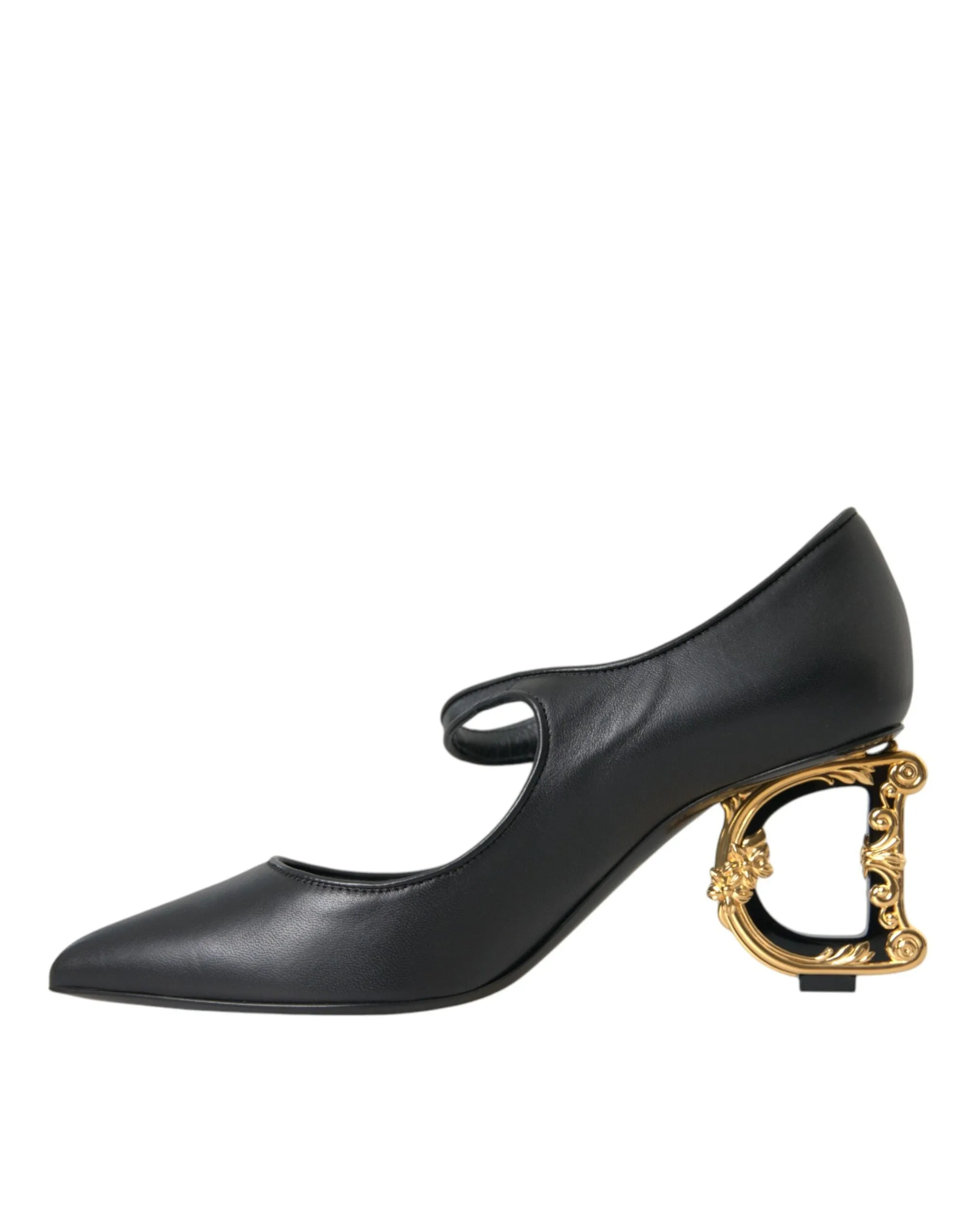 Black Leather Logo Heels Mary Janes Pumps Shoes sold by Louxly product image thumbnail 5