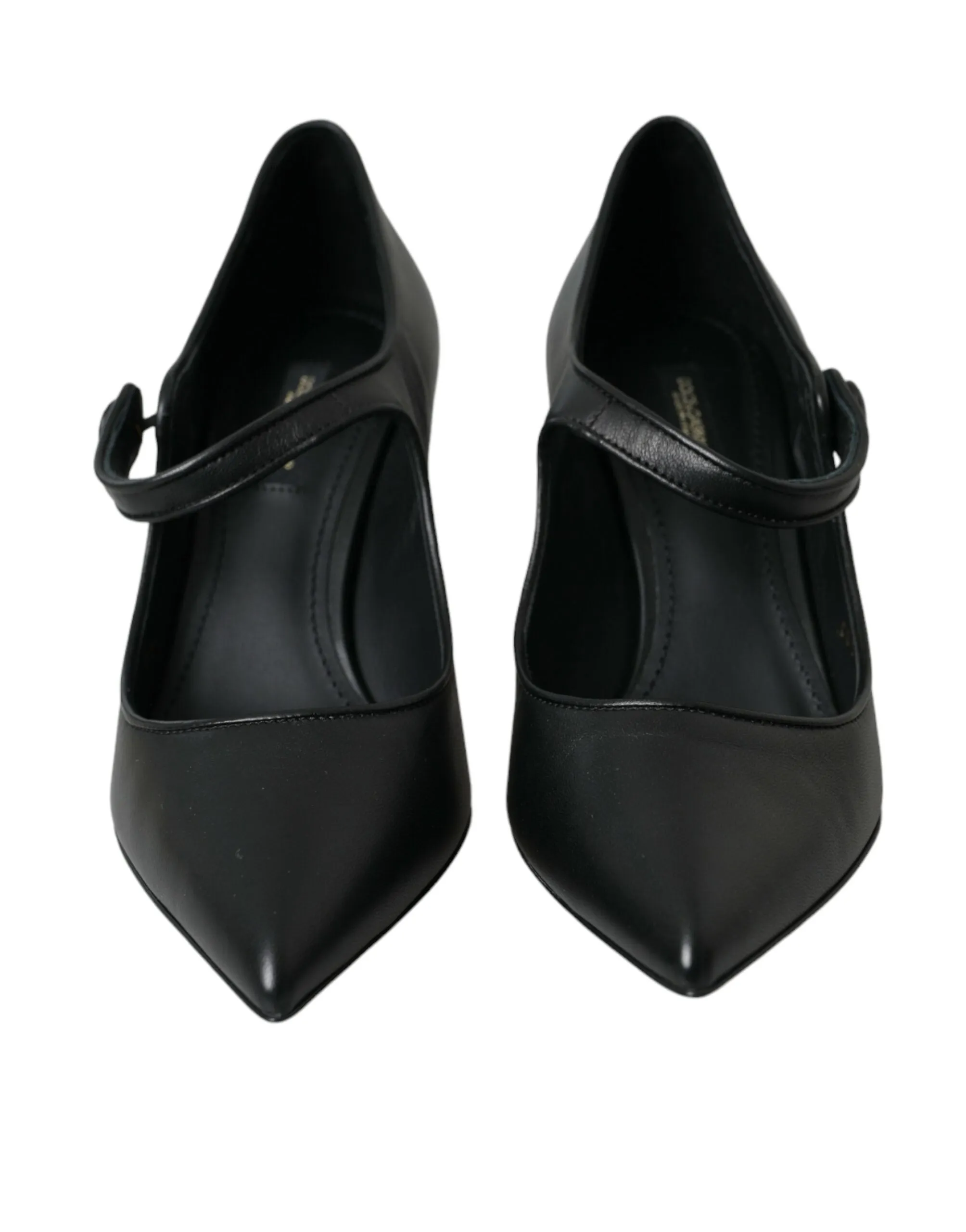 Black Leather Logo Heels Mary Janes Pumps Shoes sold by Louxly product image thumbnail 2