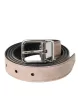 Beige Suede Leather Silver Buckle Belt Men sold by Louxly