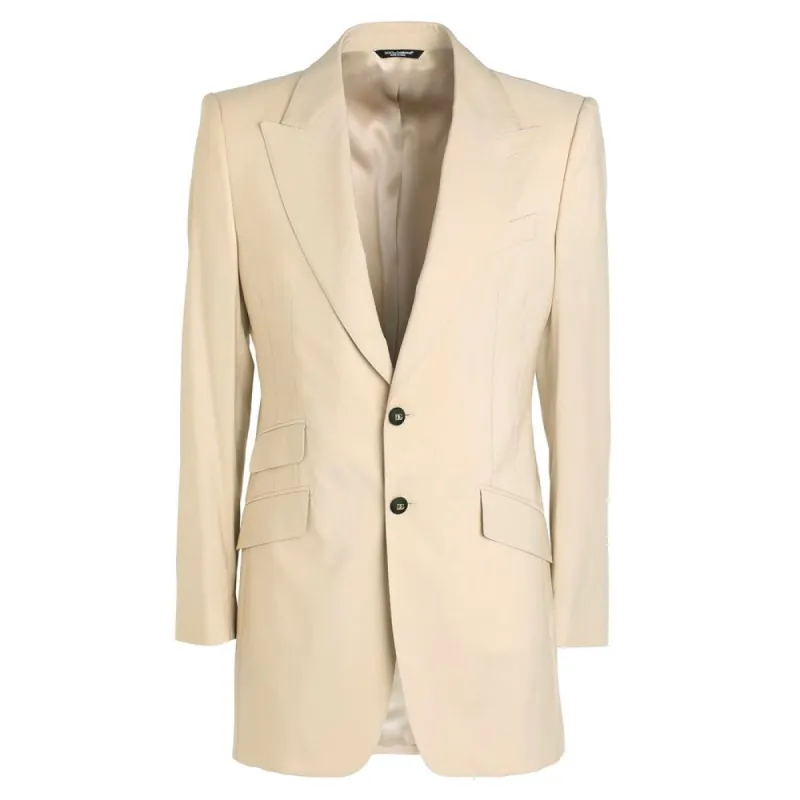 Beige Wool E Silk Blazer sold by Louxly