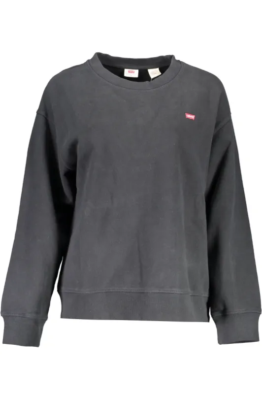 Chic Black Cotton Long-Sleeved Sweatshirt sold by Louxly