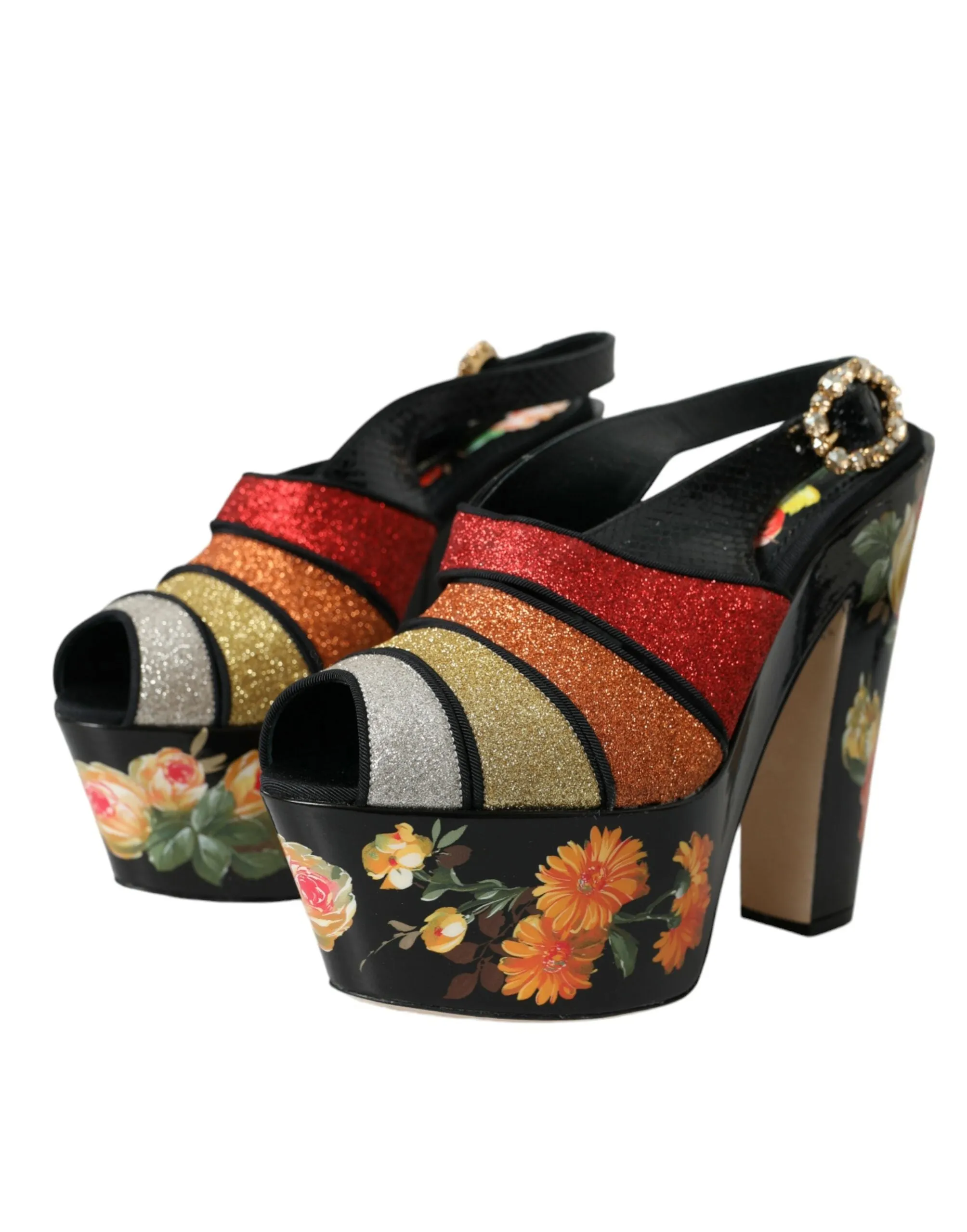 Multicolor Floral Crystal Platform Sandals Shoes sold by Louxly product image thumbnail 3