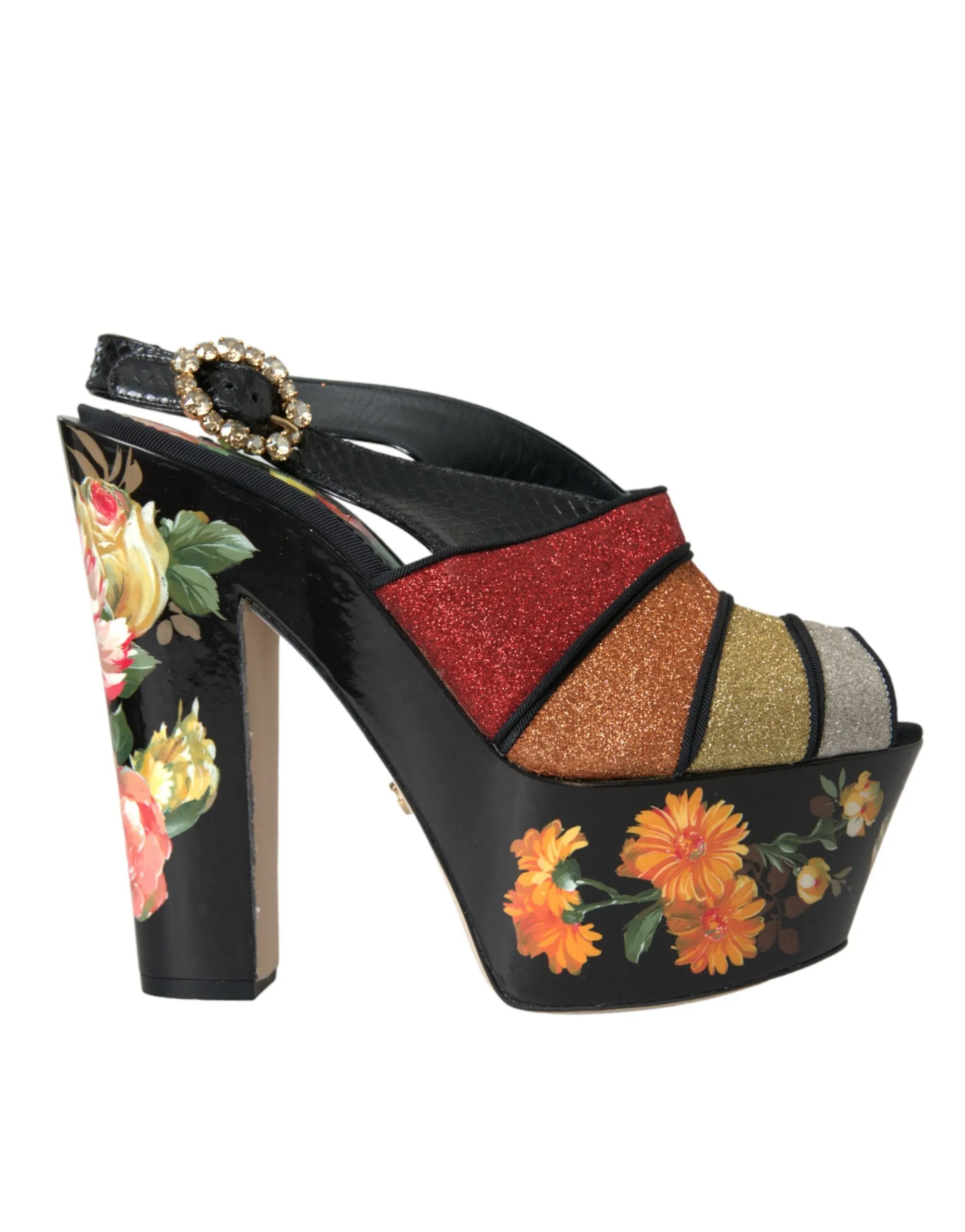 Multicolor Floral Crystal Platform Sandals Shoes sold by Louxly