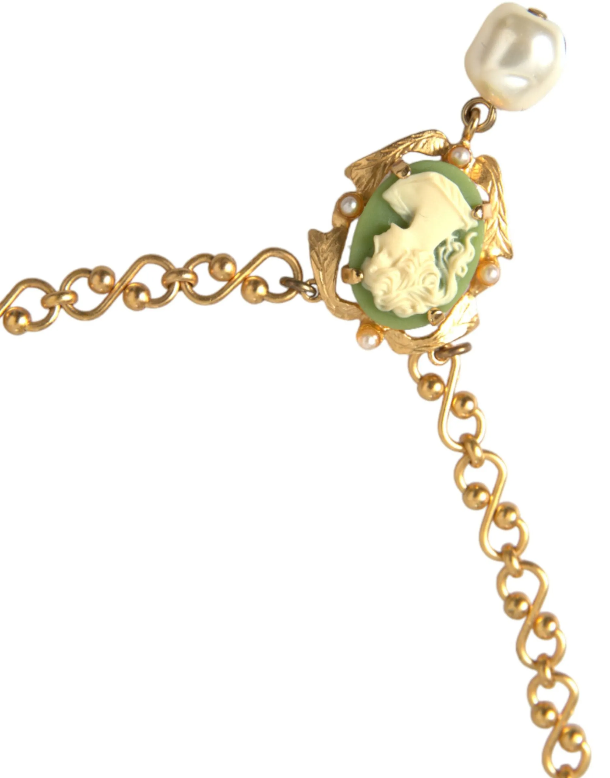 Gold Brass Chain Pearl Pendant Charm Necklace sold by Louxly product image thumbnail 2
