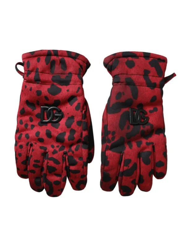 Red Leopard Logo Wrist Length Gloves sold by Louxly