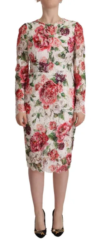 Elegant Sheath Lace Floral Midi Dress sold by Louxly