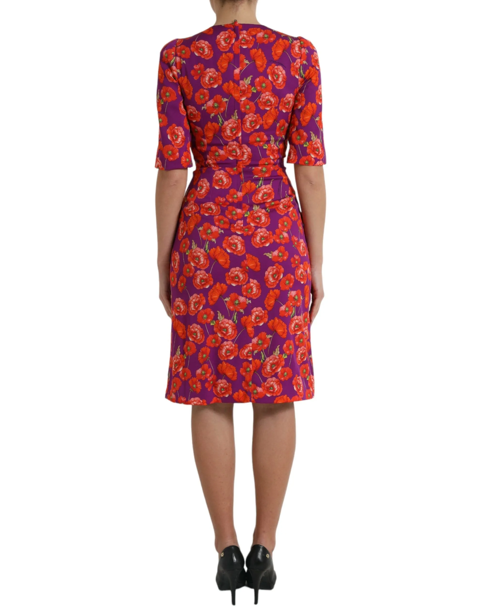 Vibrant Floral Silk Charmeuse Dress sold by Louxly product image thumbnail 3