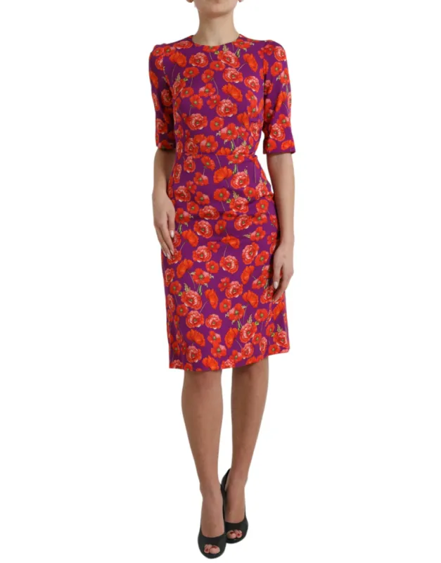 Vibrant Floral Silk Charmeuse Dress sold by Louxly