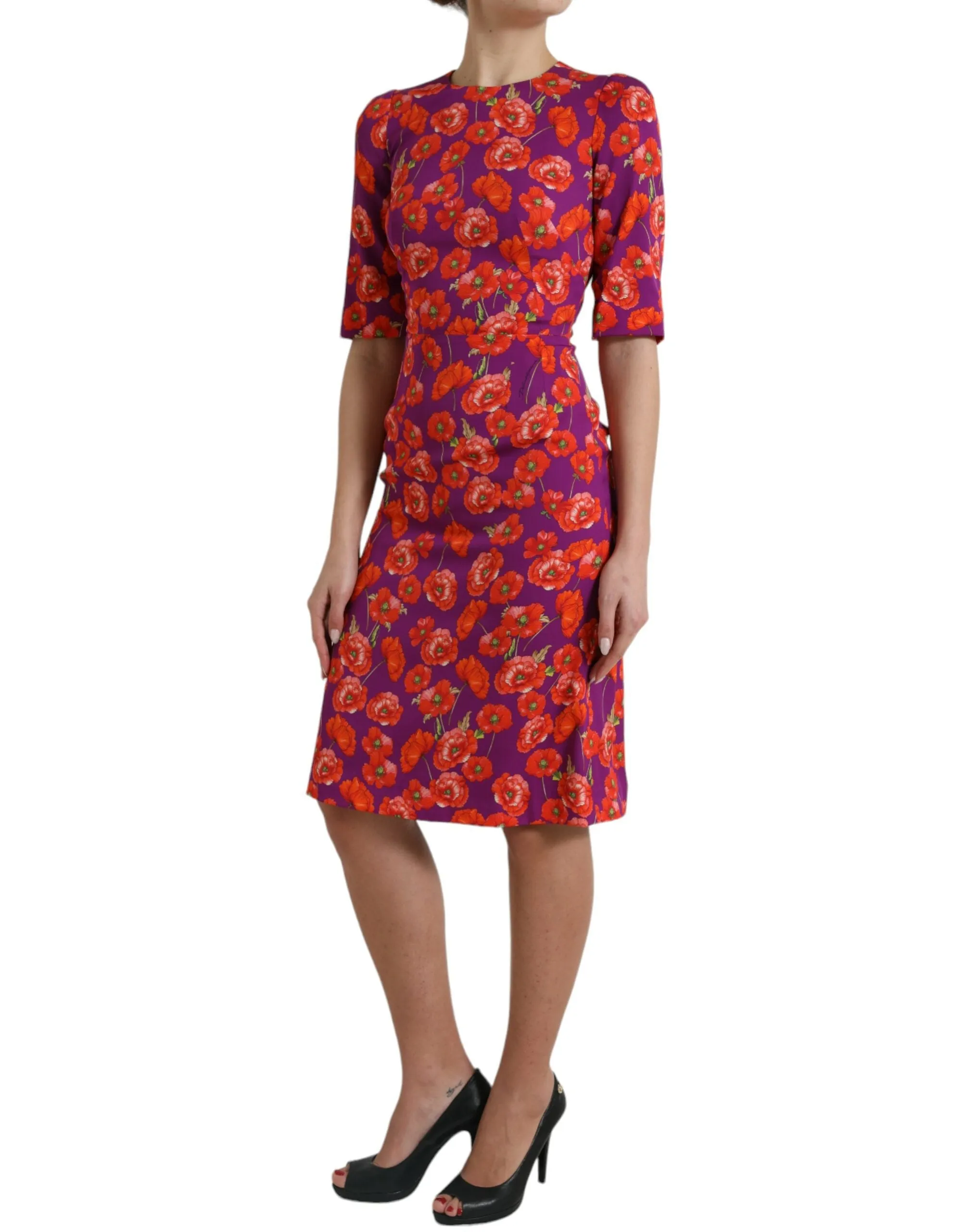 Vibrant Floral Silk Charmeuse Dress sold by Louxly product image thumbnail 2
