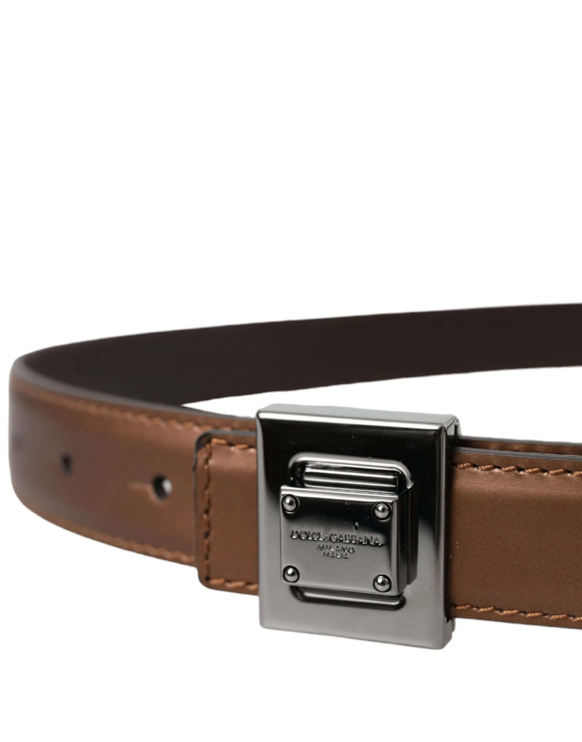 Bronze Leather Square Metal Buckle Belt sold by Louxly product image thumbnail 3