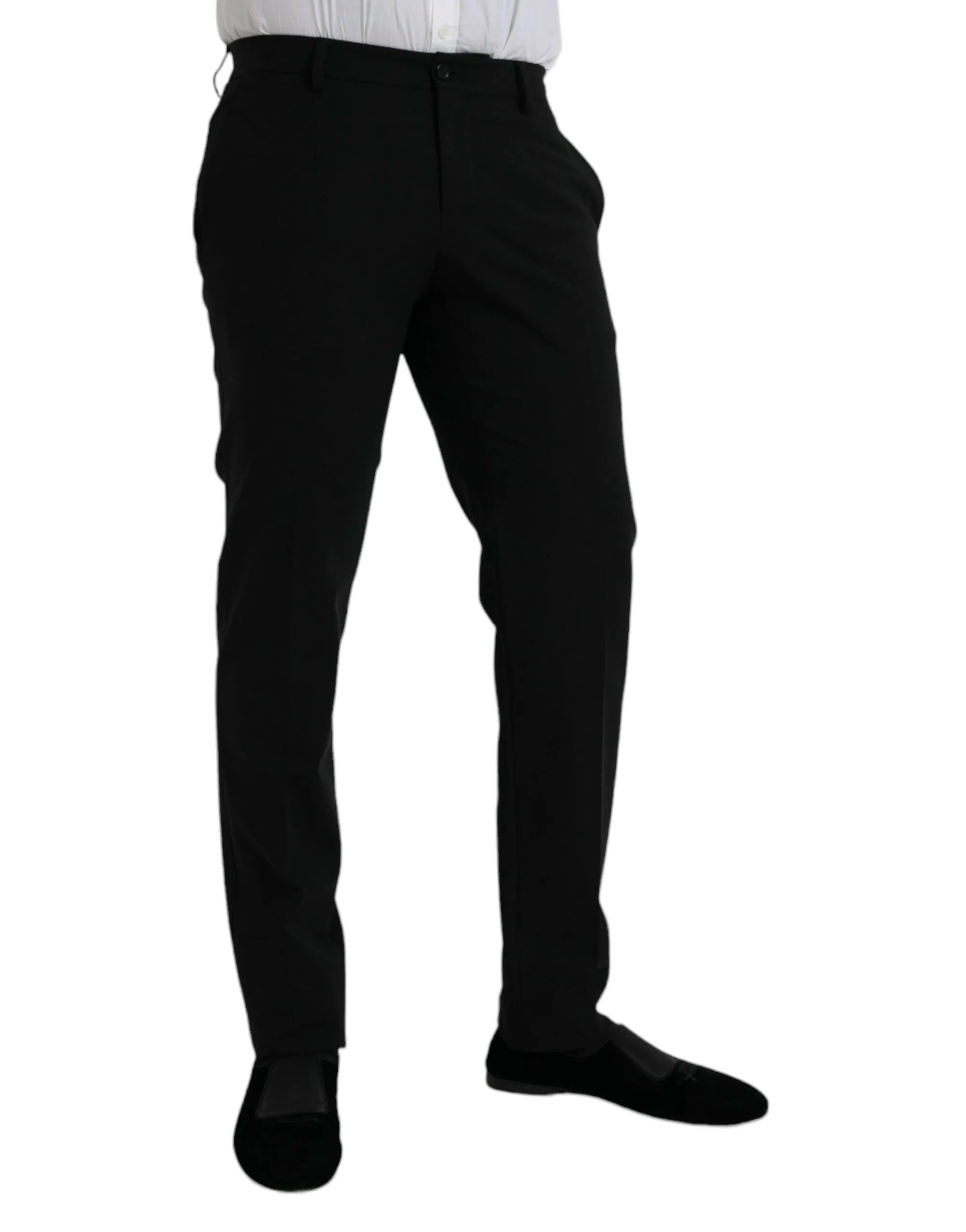 Black Wool Slim Fit Dress Formal Pants sold by Louxly product image thumbnail 2