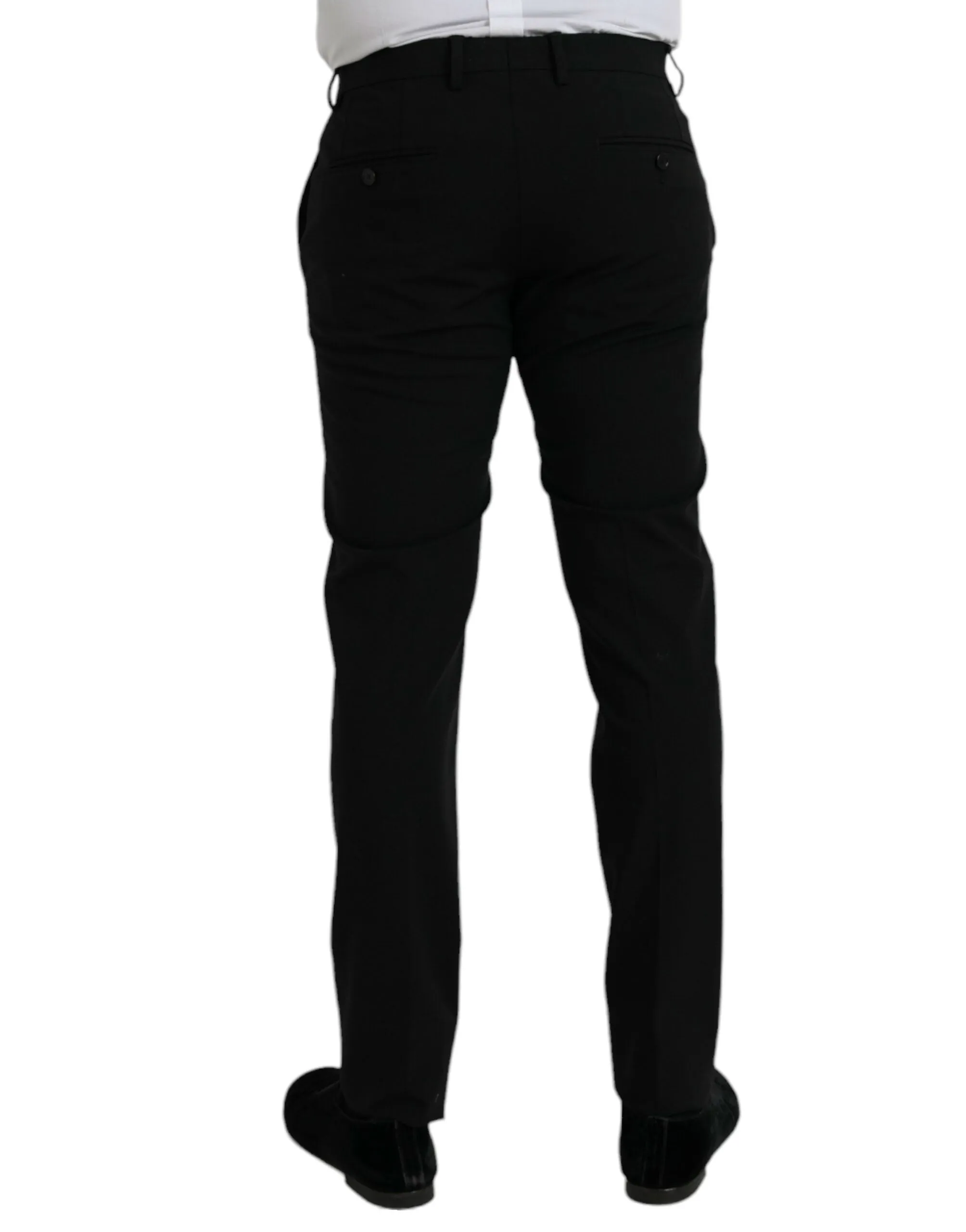 Black Wool Slim Fit Dress Formal Pants sold by Louxly product image thumbnail 3