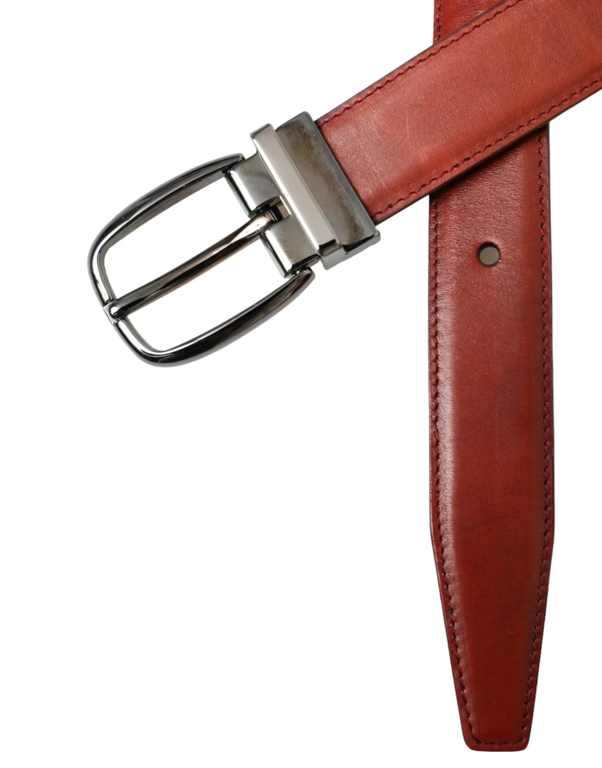 Brown Leather Silver Metal Buckle Belt Men sold by Louxly product image thumbnail 5