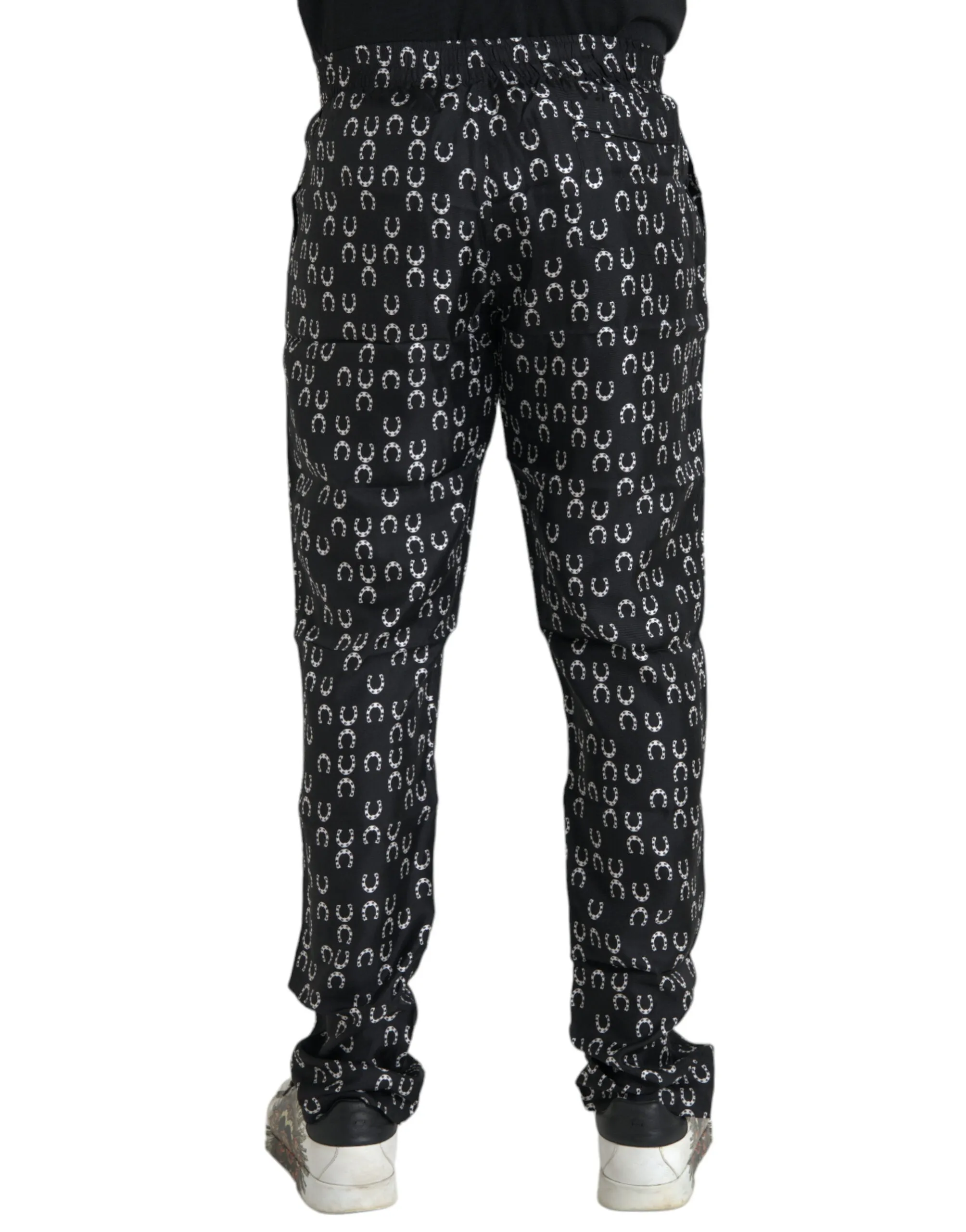 Black Horseshoe Print Silk Pants sold by Louxly product image thumbnail 3