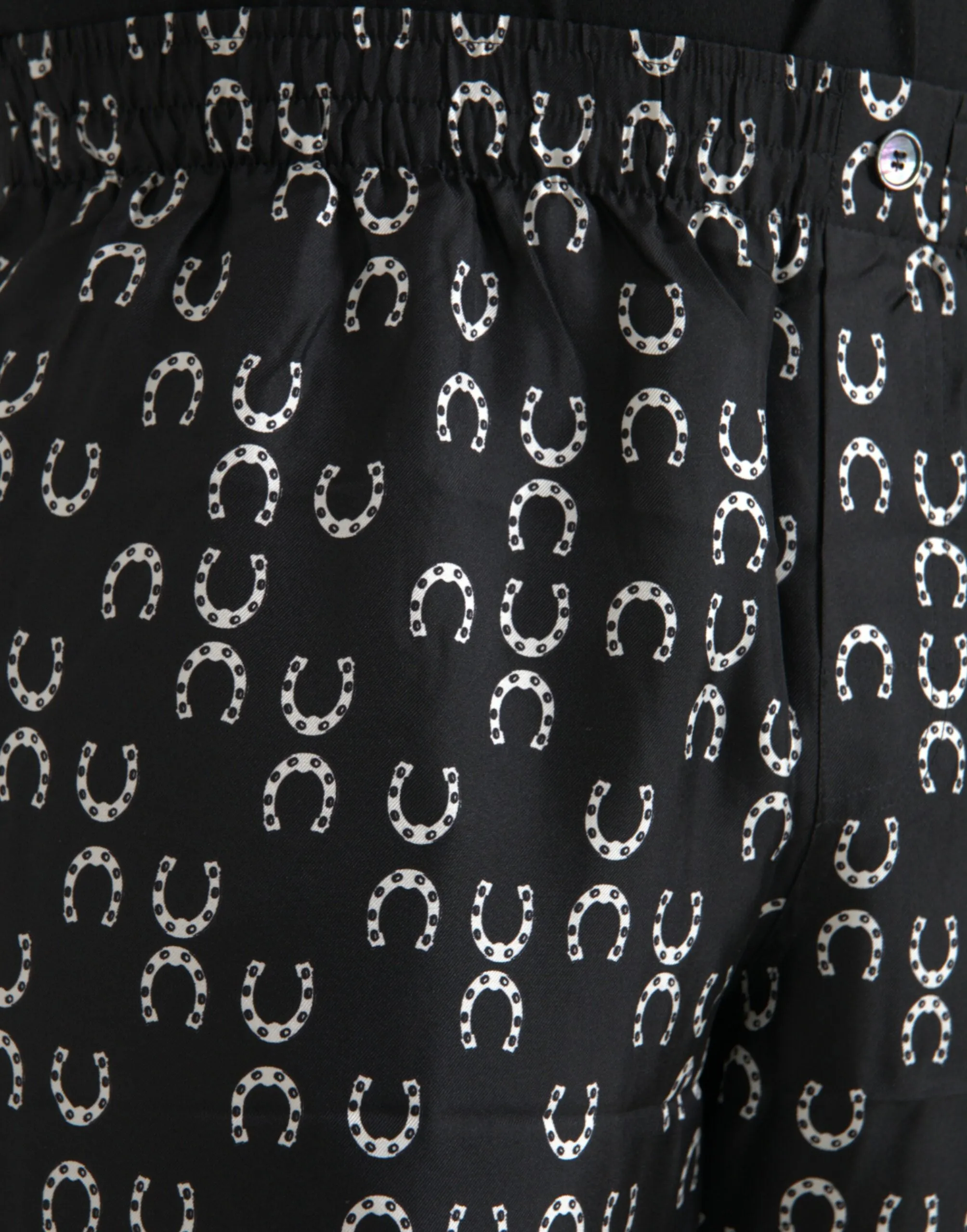 Black Horseshoe Print Silk Pants sold by Louxly product image thumbnail 4