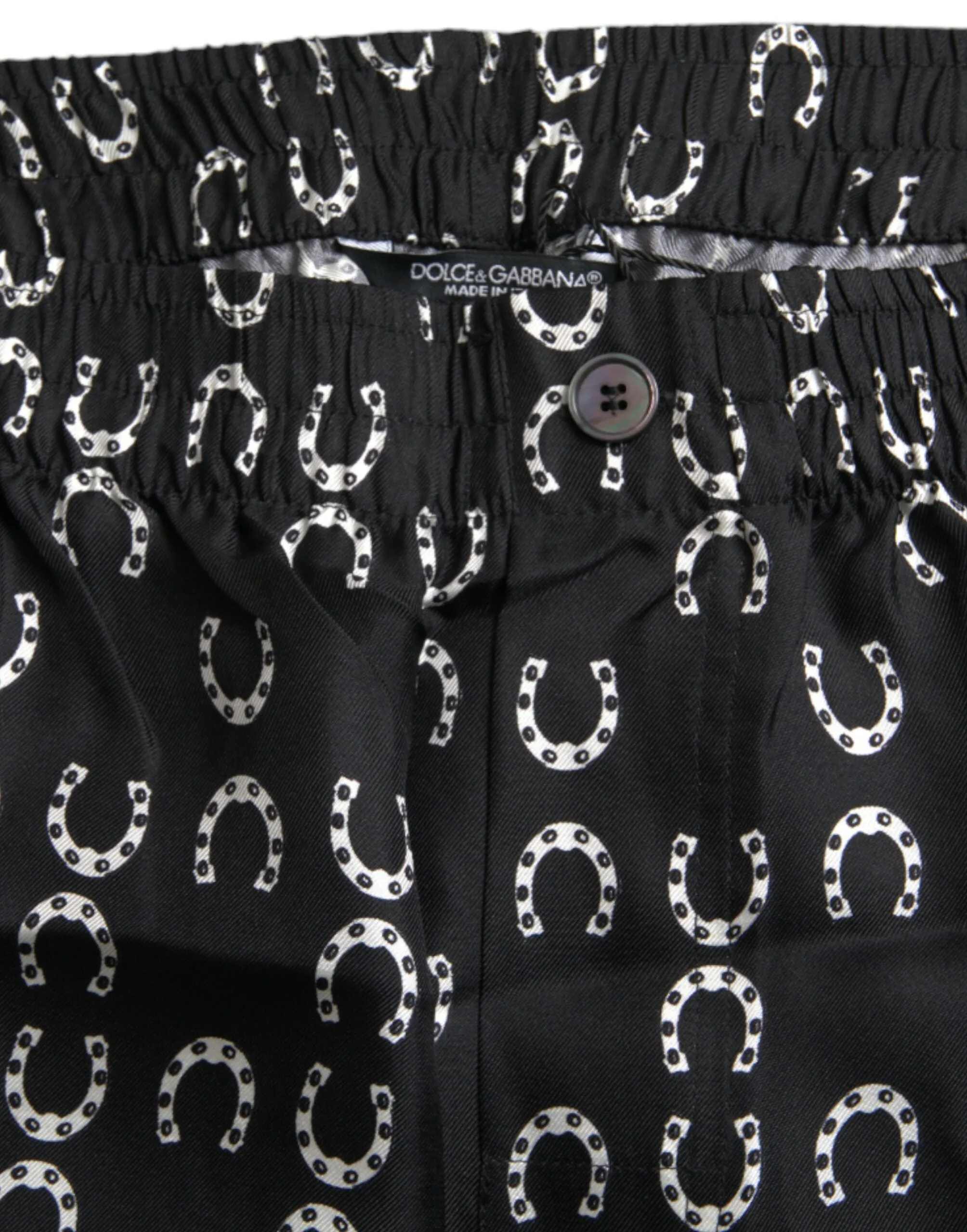 Black Horseshoe Print Silk Pants sold by Louxly product image thumbnail 5