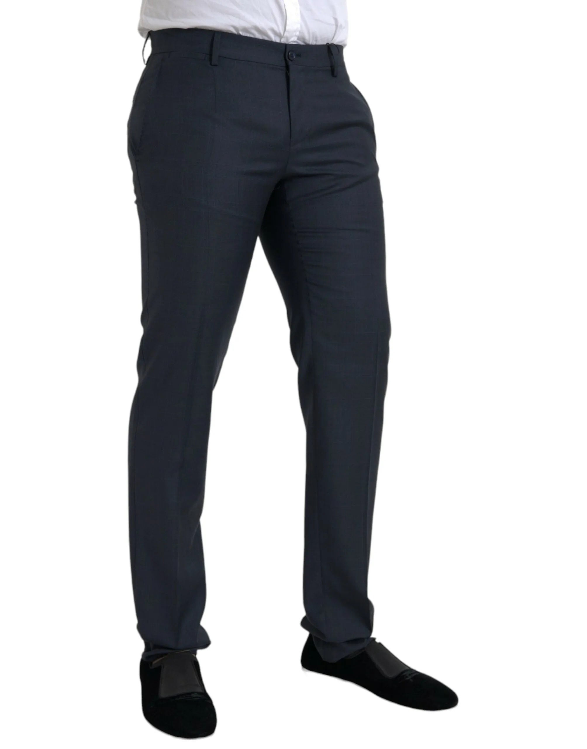 Blue Wool Men Skinny Dress Pants sold by Louxly product image thumbnail 2