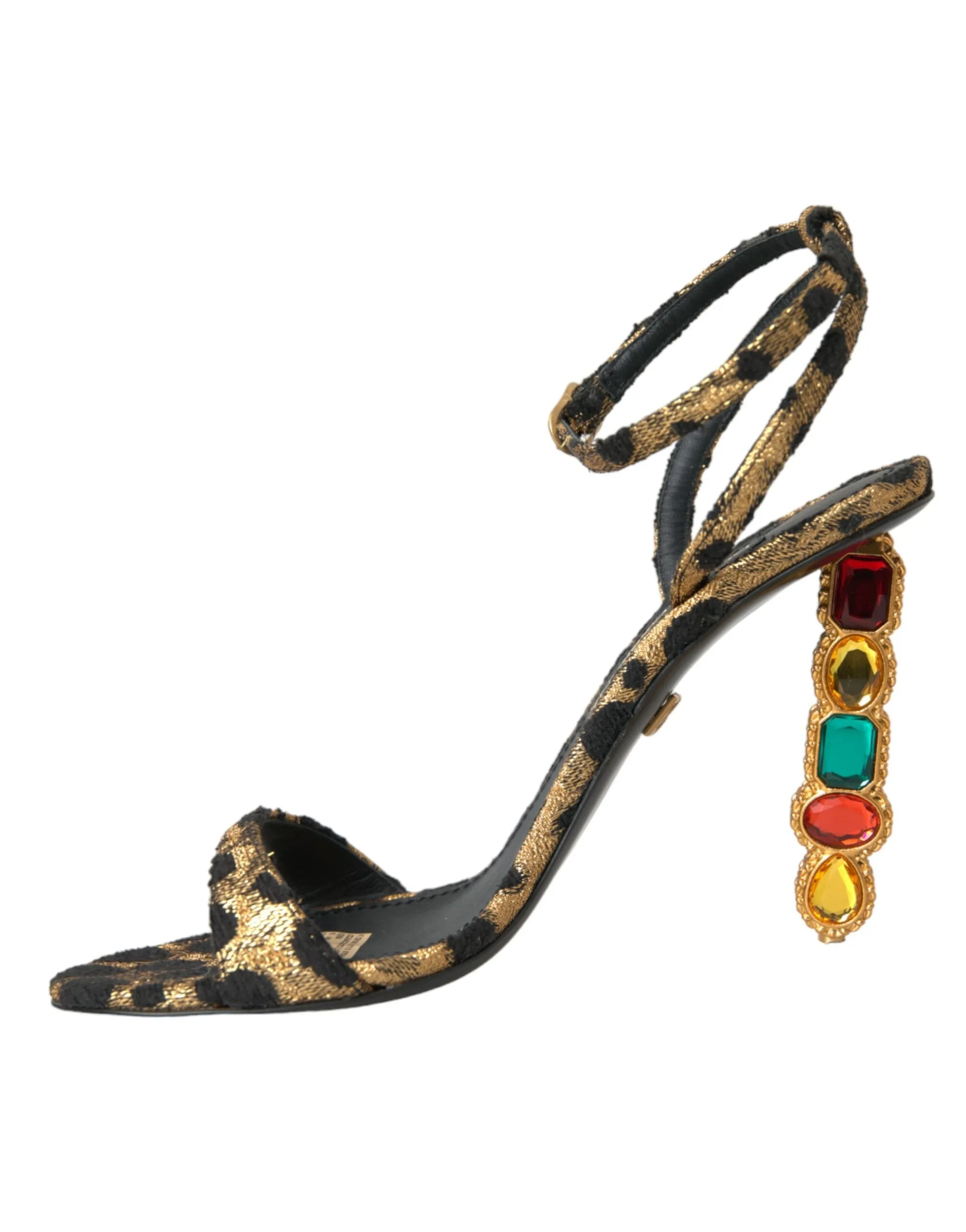 Gold Leopard Crystals Heels Sandals Shoes sold by Louxly product image thumbnail 5