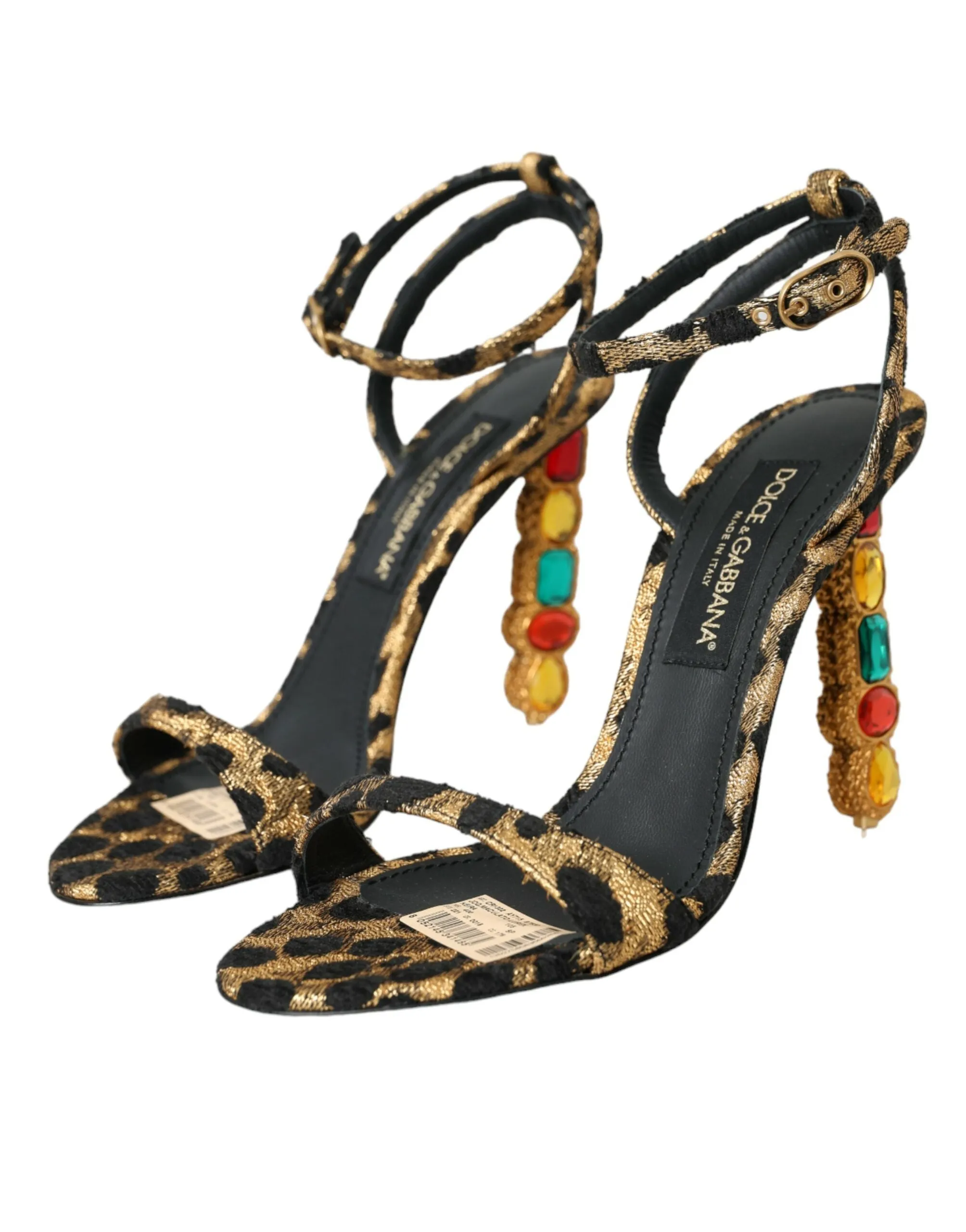Gold Leopard Crystals Heels Sandals Shoes sold by Louxly product image thumbnail 3
