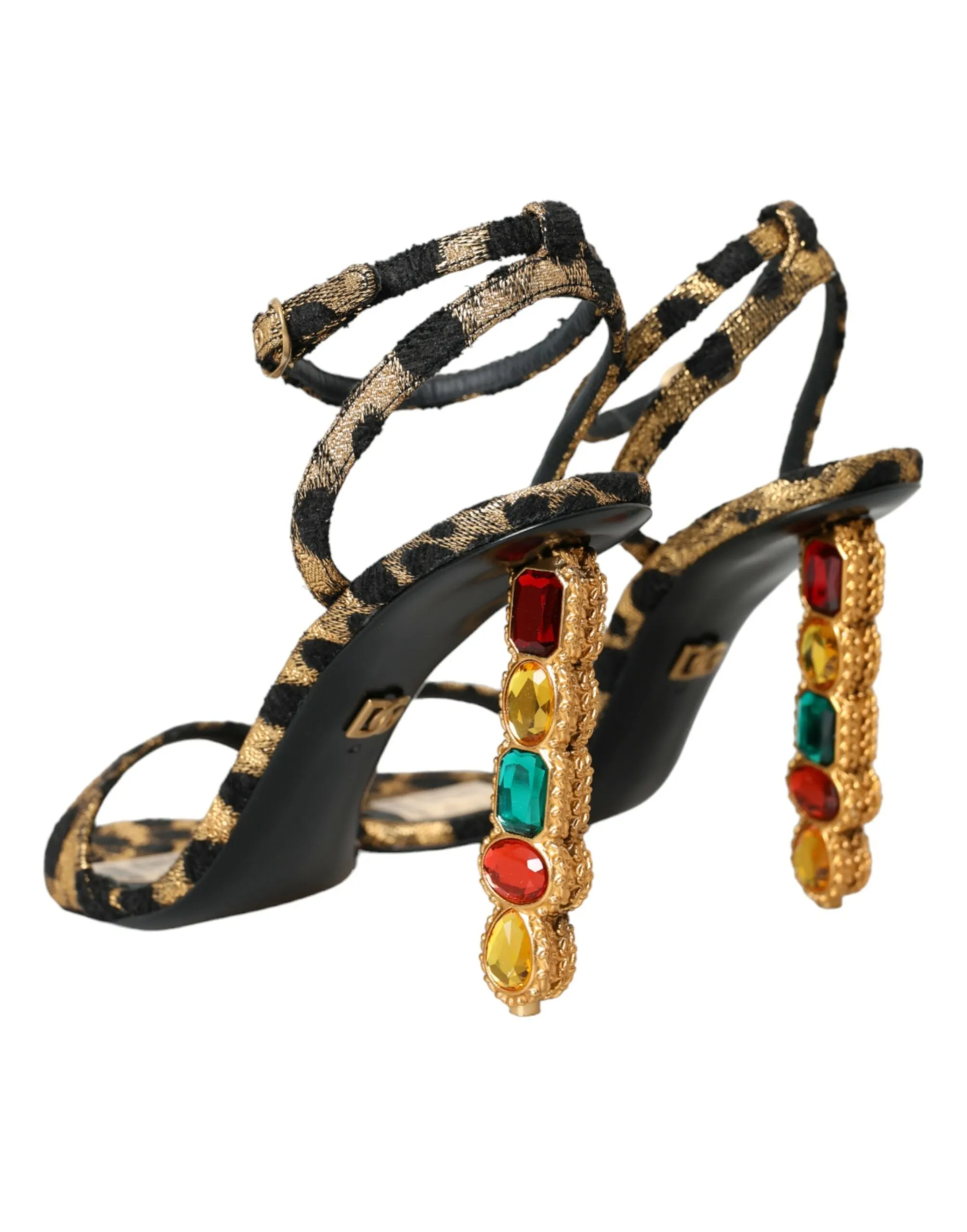 Gold Leopard Crystals Heels Sandals Shoes sold by Louxly product image thumbnail 4