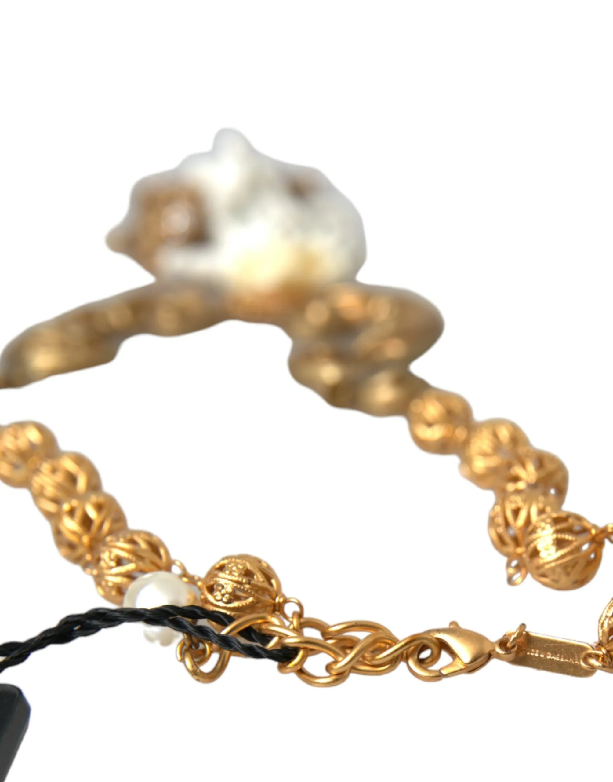 Gold Brass Angel Floral Beaded Embellished Necklace sold by Louxly product image thumbnail 4