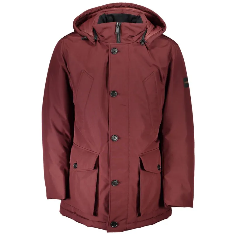 Red Polyester Men Jacket sold by Louxly