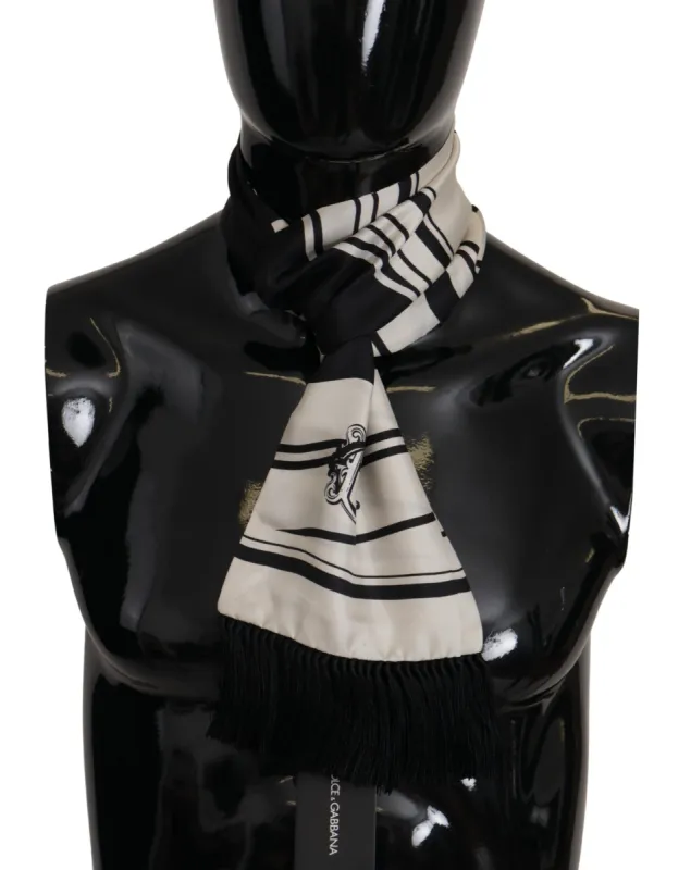 Elegant Silk Men's Scarf - Classic Black Stripe sold by Louxly