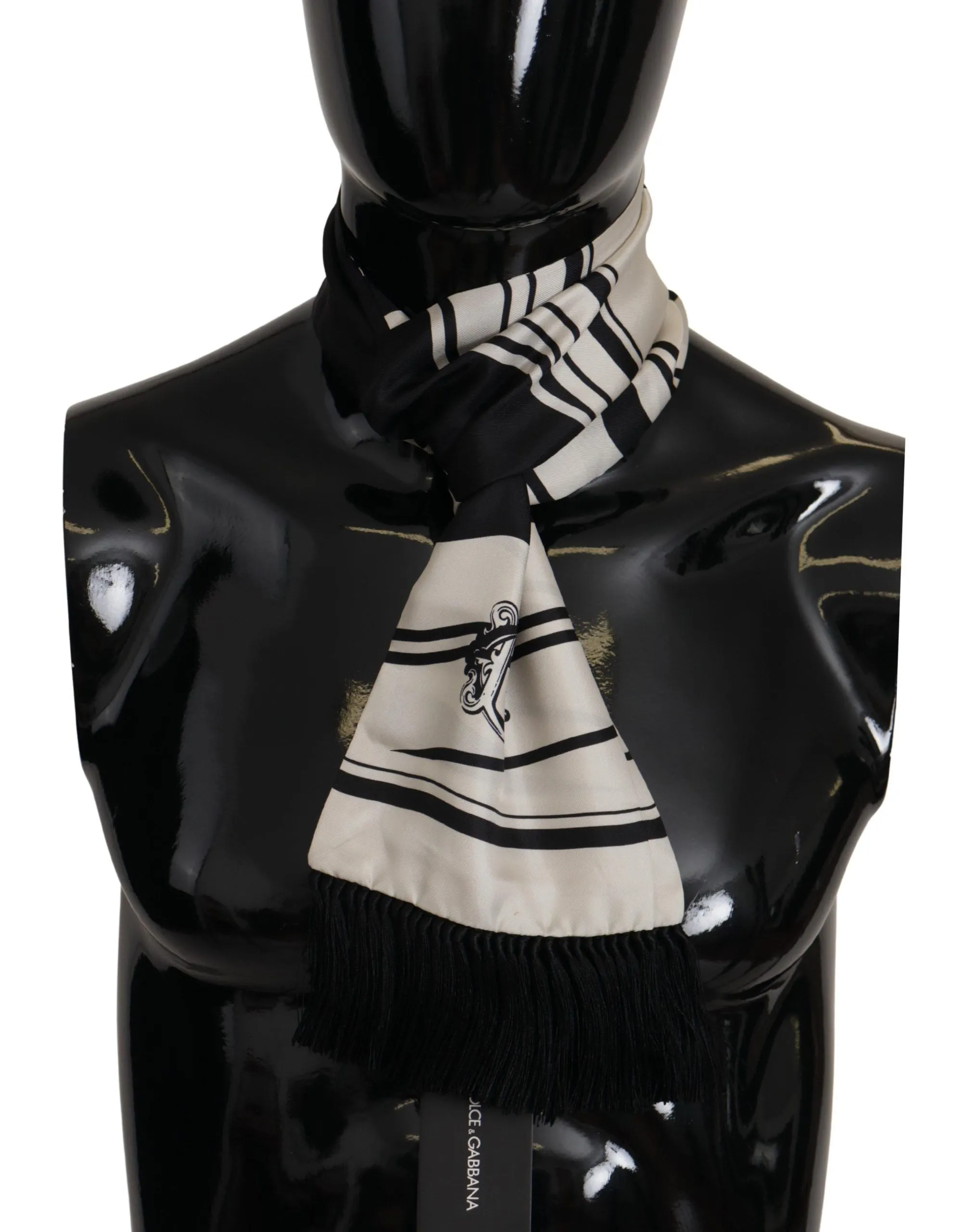Elegant Silk Men's Scarf - Classic Black Stripe sold by Louxly