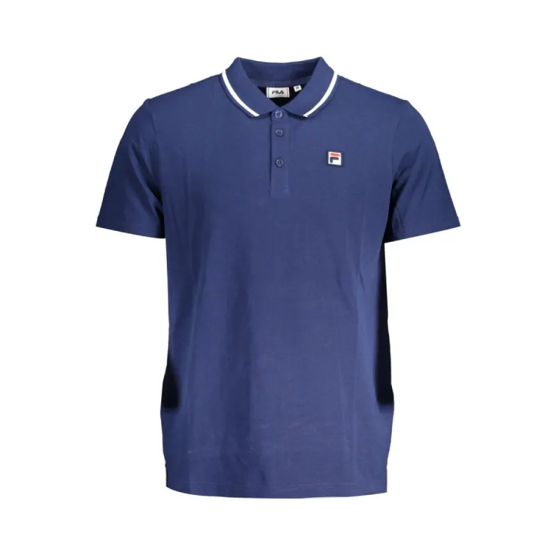 Classic Blue Cotton Polo with Contrast Details sold by Louxly