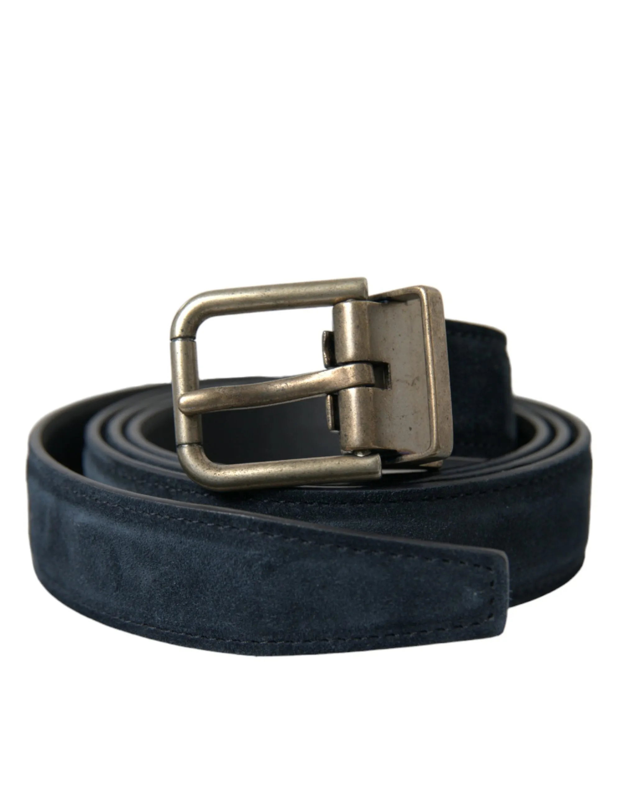 Elegant Blue Leather Belt with Metal Buckle sold by Louxly