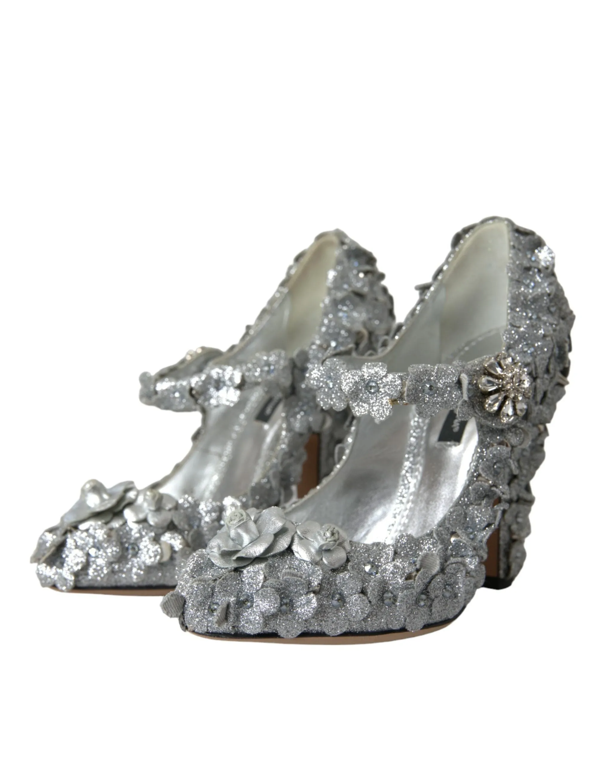 Silver Floral Crystal Mary Jane Pumps Shoes sold by Louxly product image thumbnail 3