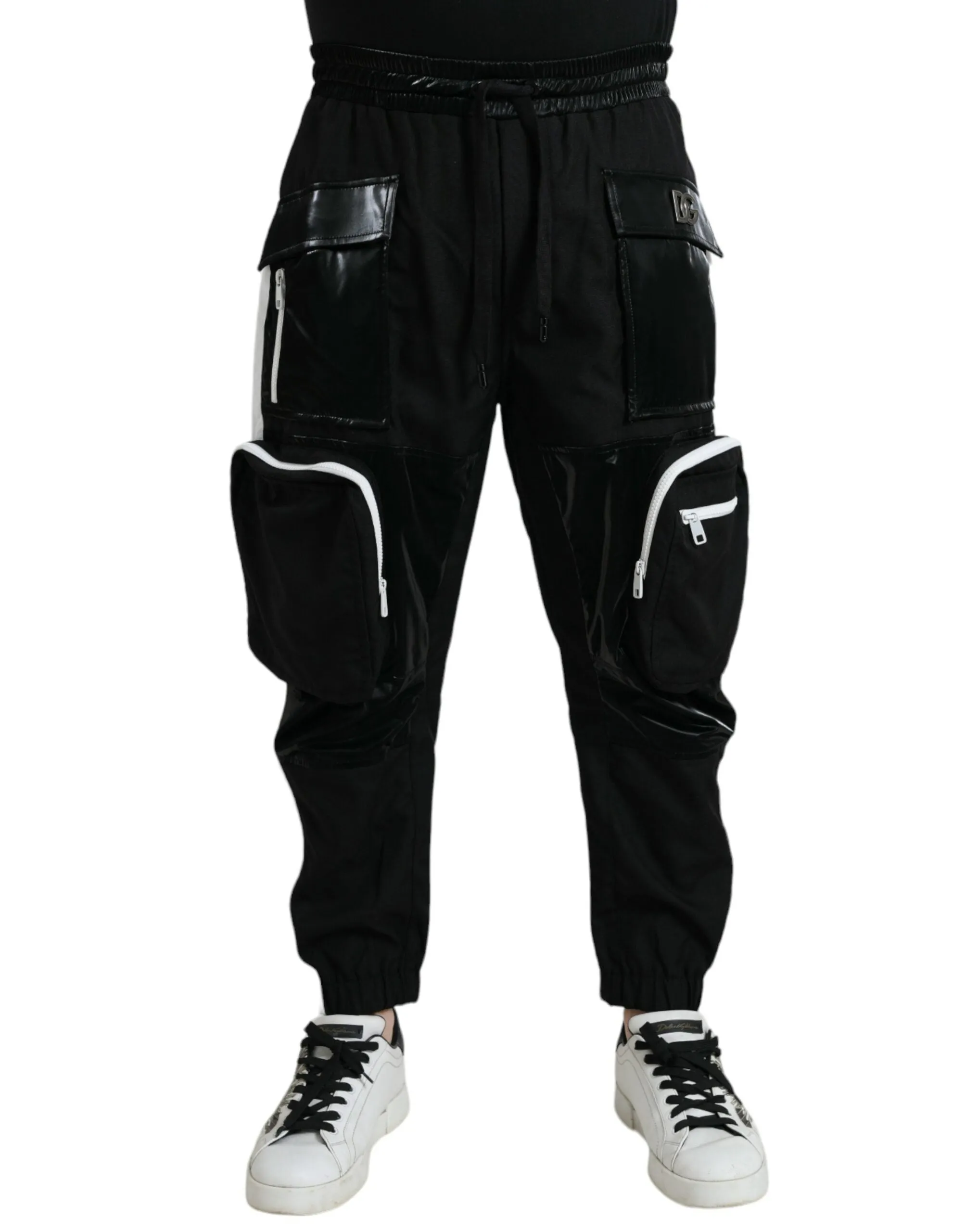 Black Nylon Cargo Jogger Men Sweatpants Pants sold by Louxly