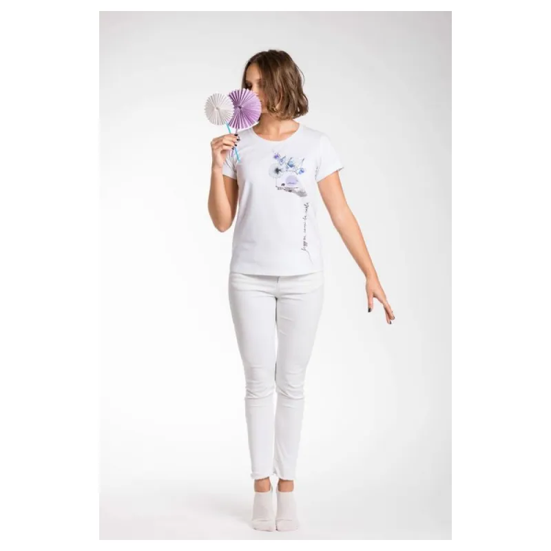 Elegant White Stretch Viscose Tee sold by Louxly