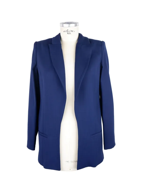 Elegant Blue Front-Open Jacket sold by Louxly
