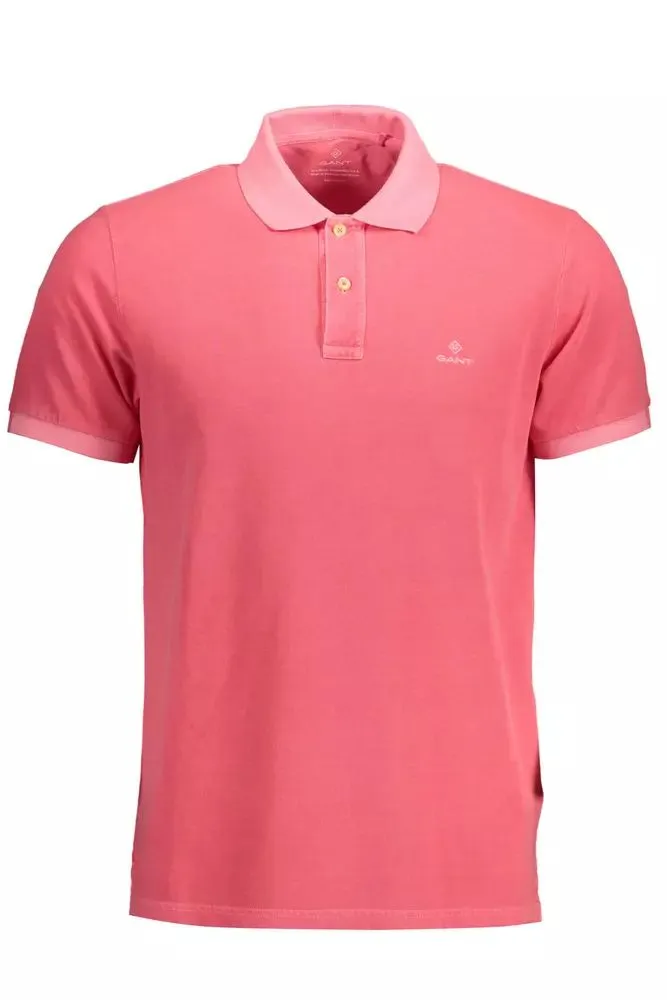 Chic Pink Cotton Polo with Contrasting Details sold by Louxly