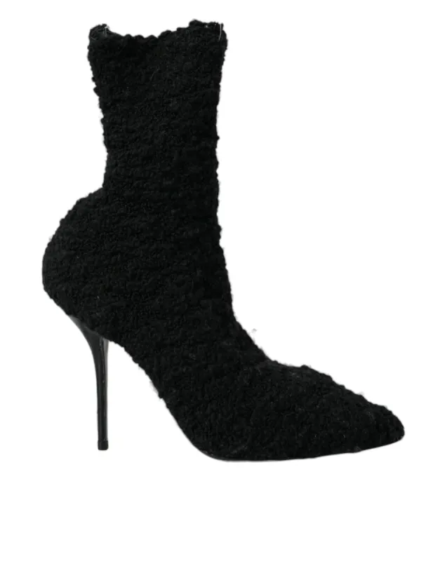 Black Stiletto Heels Mid Calf Boots Shoes sold by Louxly