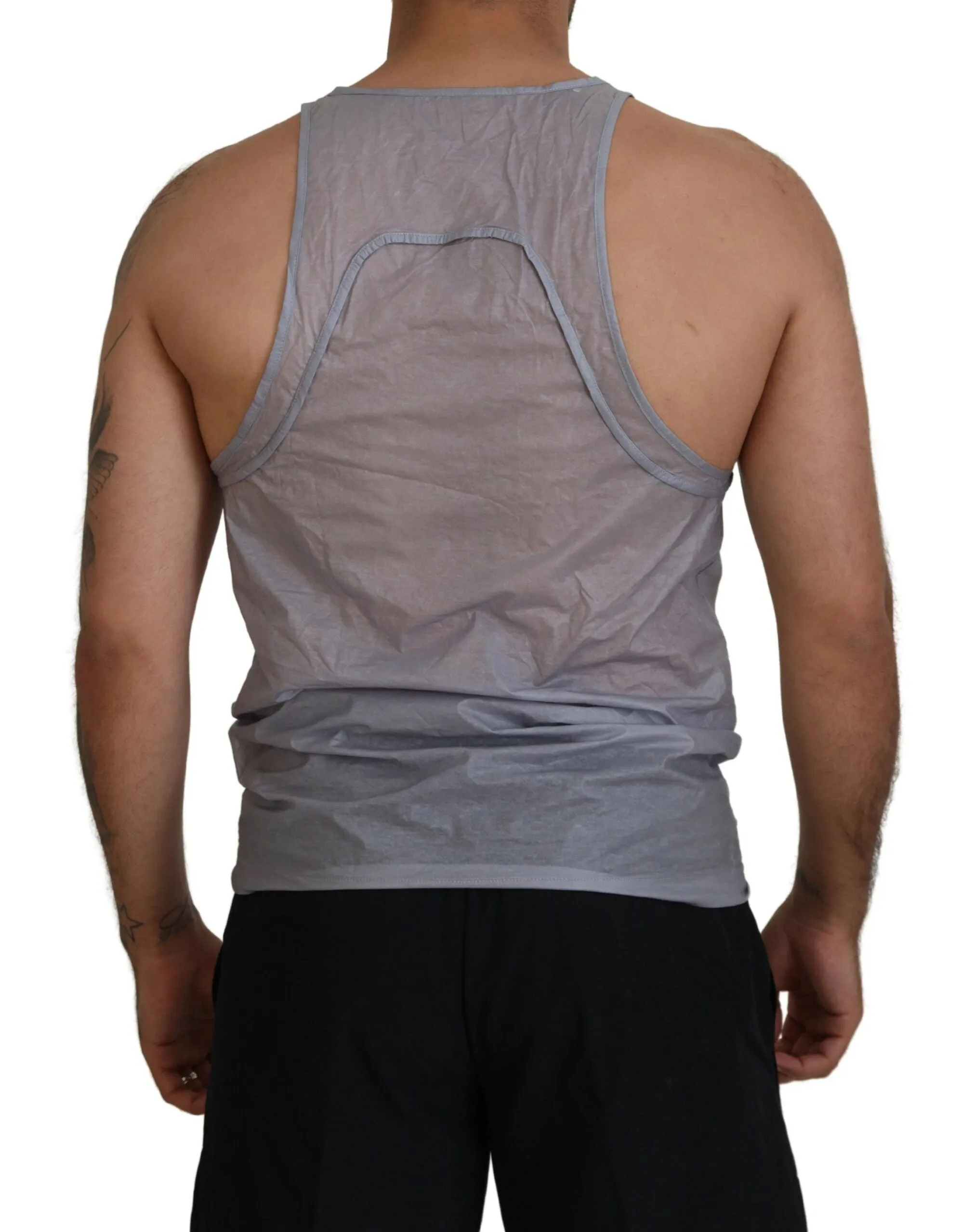Light Gray Cotton Sleeveless Tank Men Top T-shirt sold by Louxly product image thumbnail 3