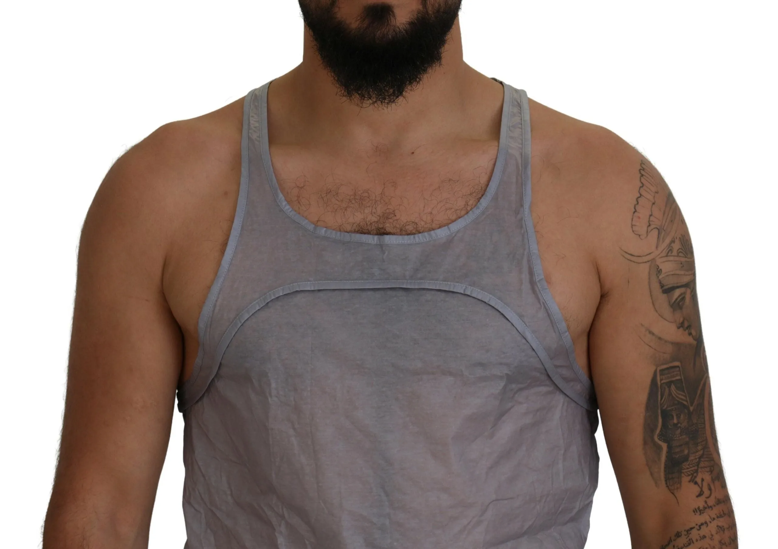 Light Gray Cotton Sleeveless Tank Men Top T-shirt sold by Louxly product image thumbnail 4