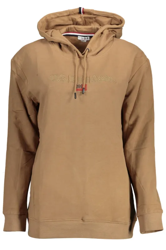 Chic Brown Embroidered Hoodie with Pockets sold by Louxly