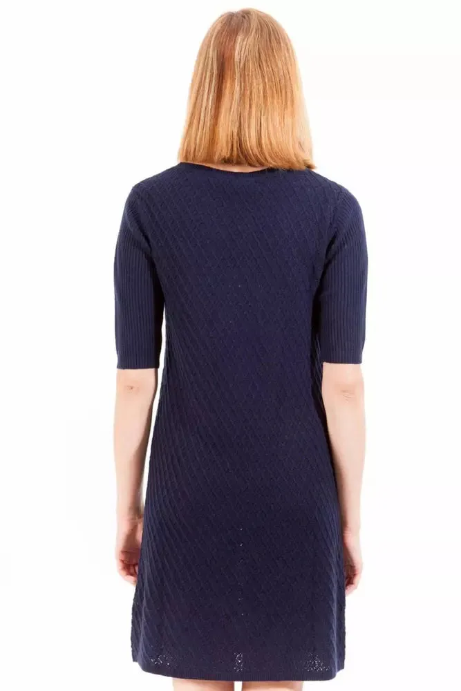 Chic Blue Wool-Cashmere Short Dress with Logo sold by Louxly product image thumbnail 2