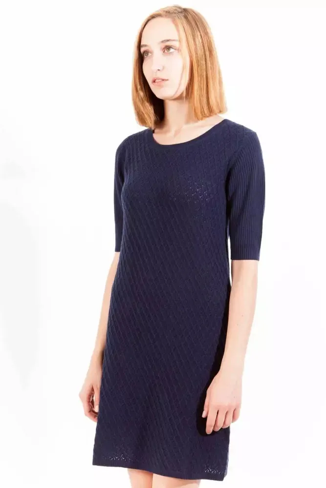 Chic Blue Wool-Cashmere Short Dress with Logo sold by Louxly product image thumbnail 3