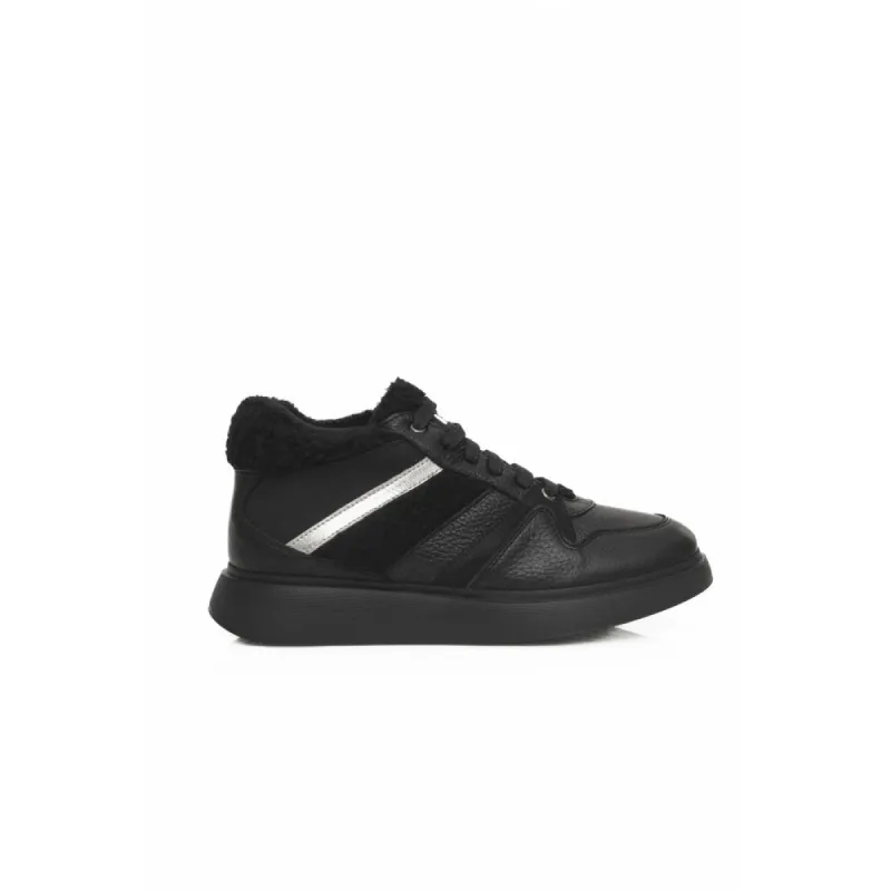 Black Leather Women Sneaker sold by Louxly