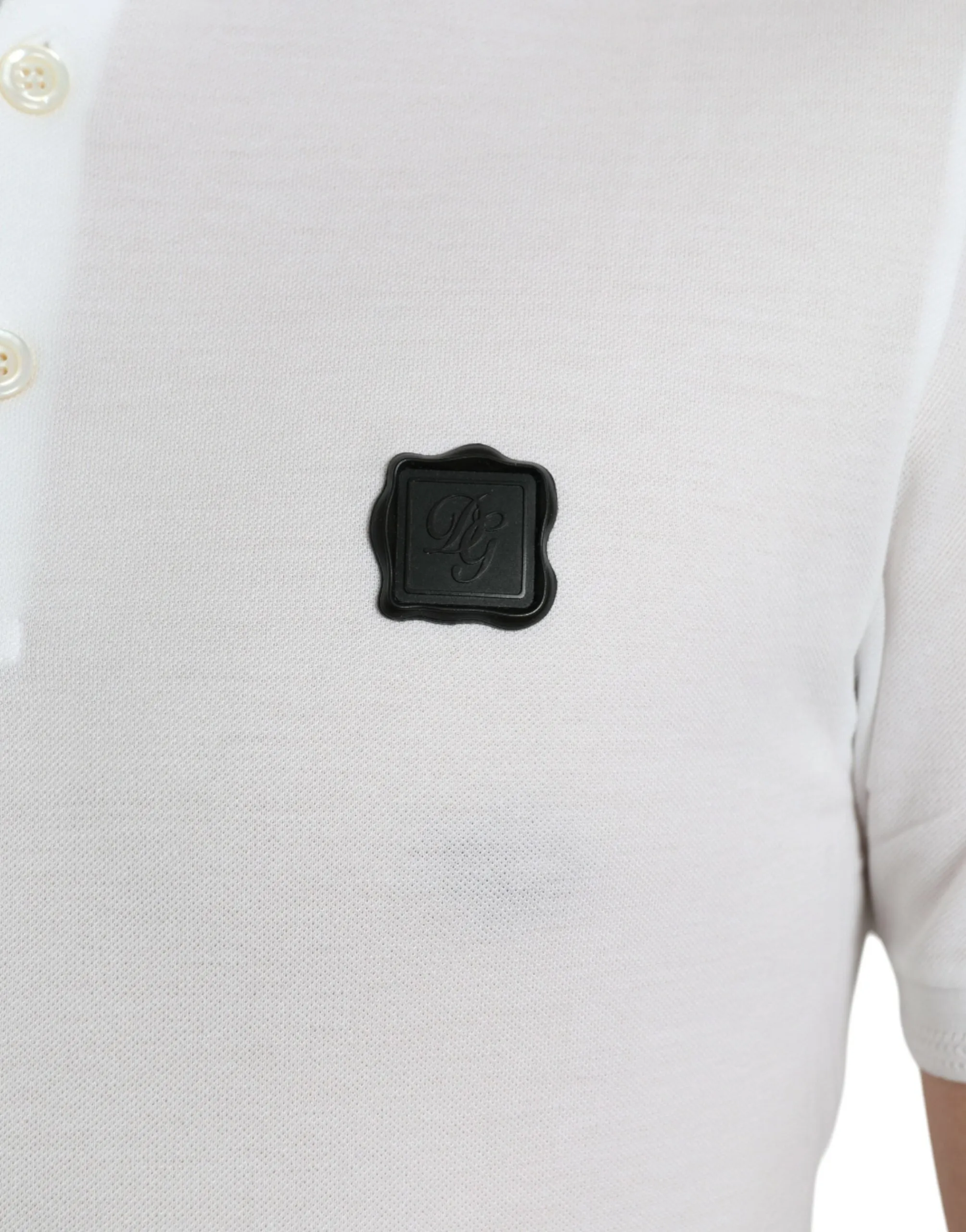 Elegant White Cotton Polo T-Shirt sold by Louxly product image thumbnail 5