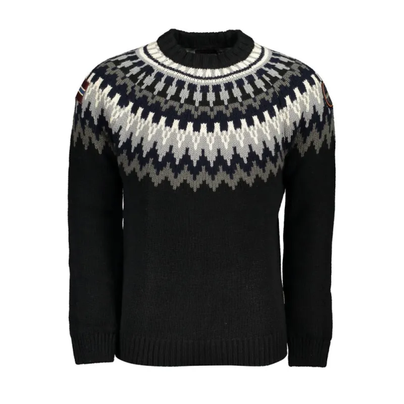 Chic Blue Crew Neck Sweater with Contrast Detailing sold by Louxly
