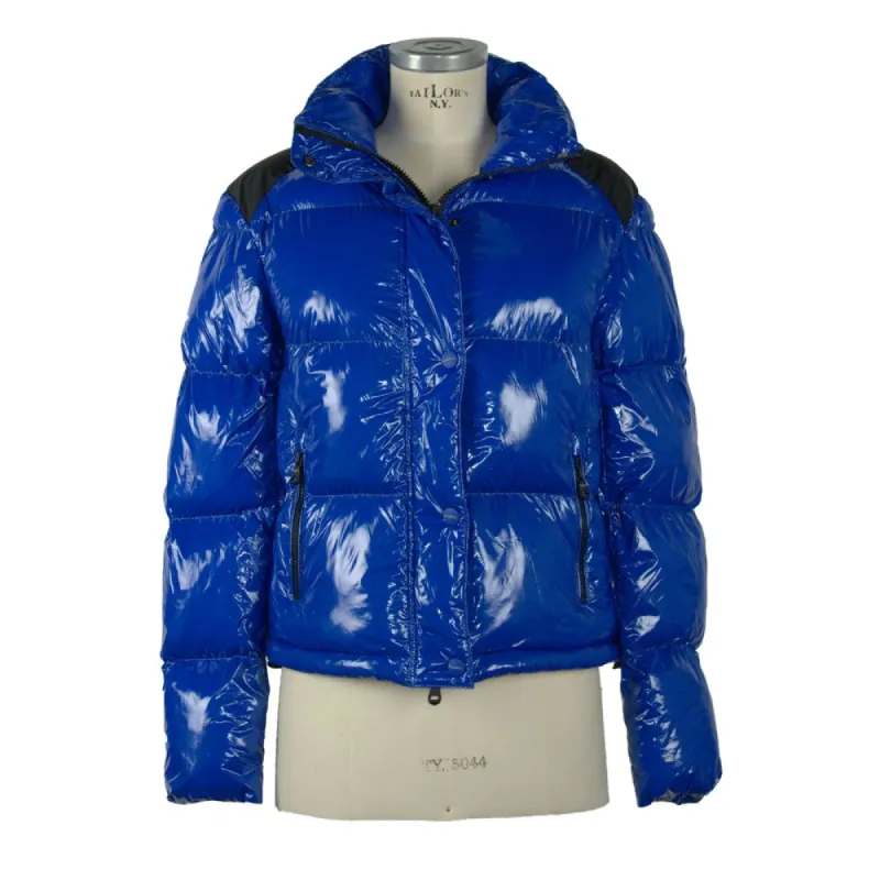 Chic Blue Down Jacket with Eco-Friendly Flair sold by Louxly