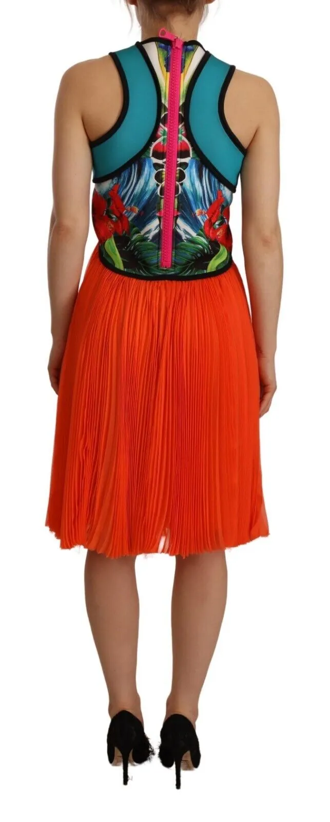Multicolor Silk Sleeveless Pleated Knee Length Dress sold by Louxly product image thumbnail 4