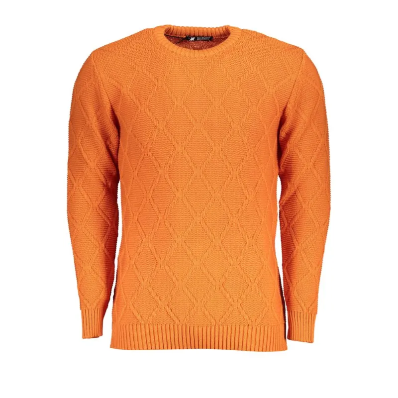 Orange Diamond Pattern Crew Neck Sweater sold by Louxly